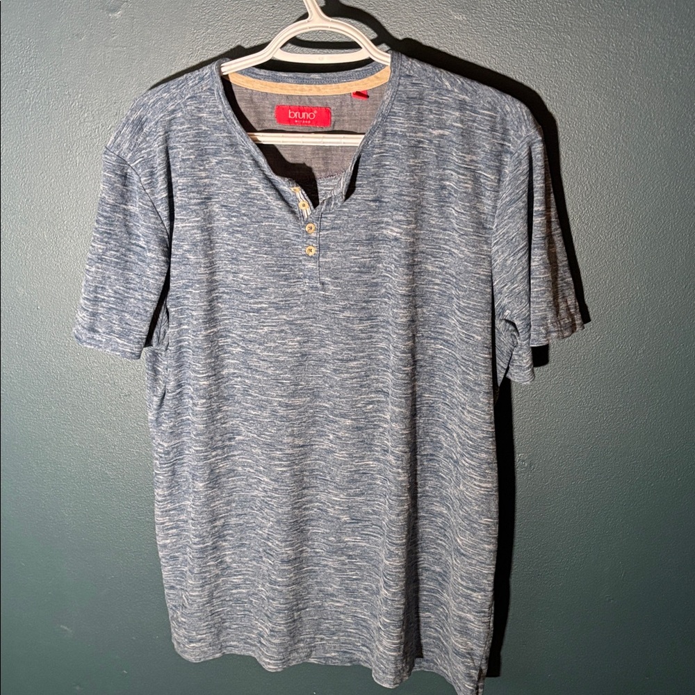 Bruno Milano Men's Blue Henley Casual T-shirt Size Large